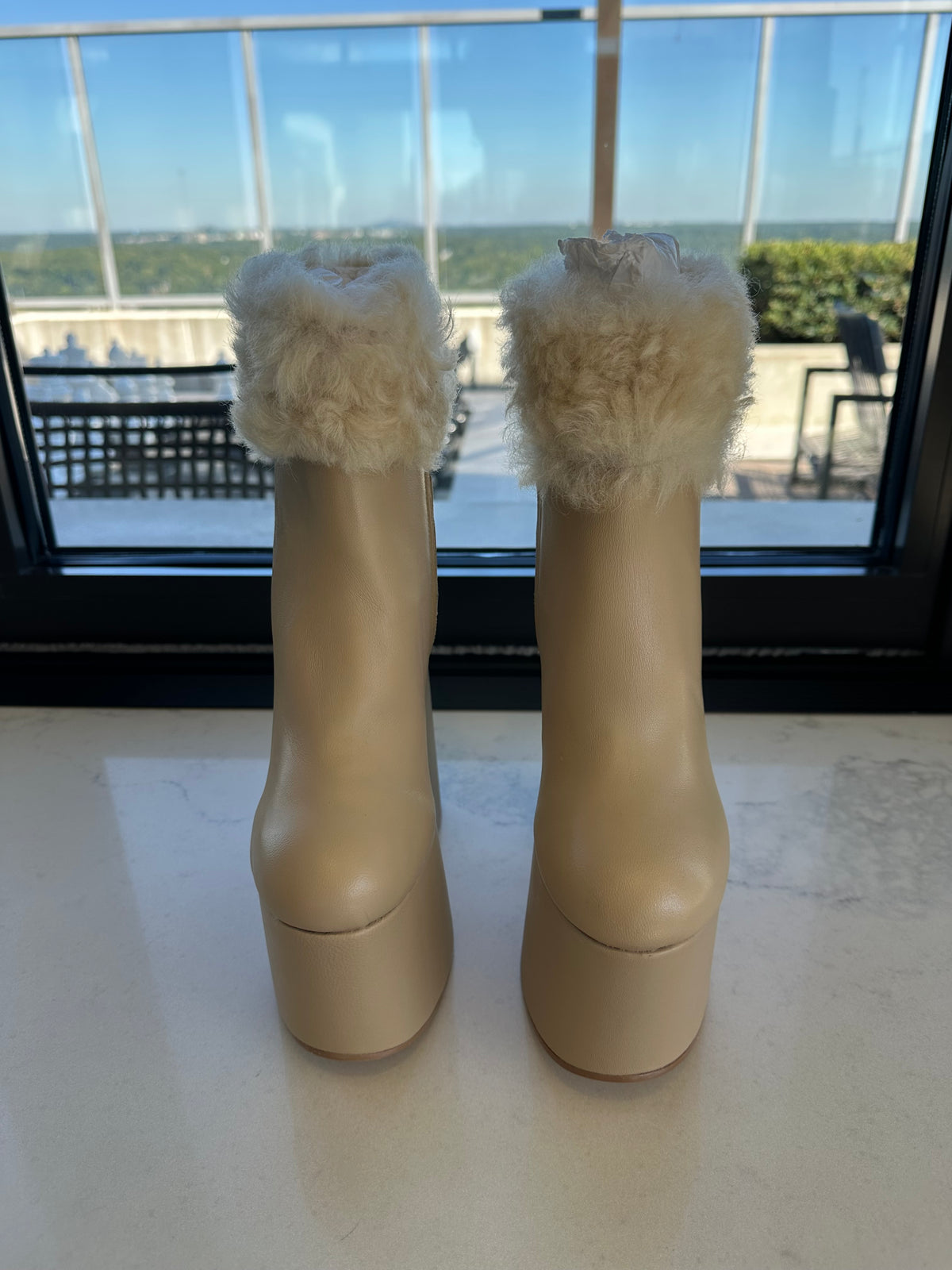 Cult Gaia Heeled Katya Booties in Tan Leather