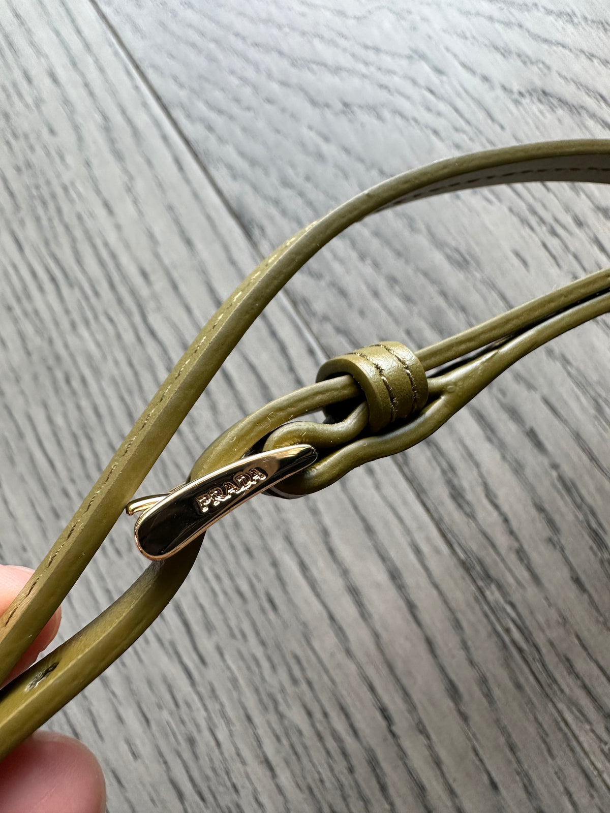 Prada Wallet on Chain in Green Raffia