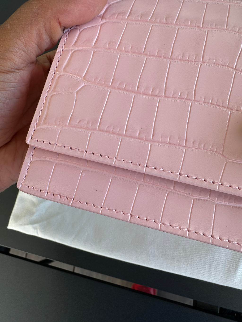 Alexander McQueen Mini Purse in Pink Croc Embossed Leather