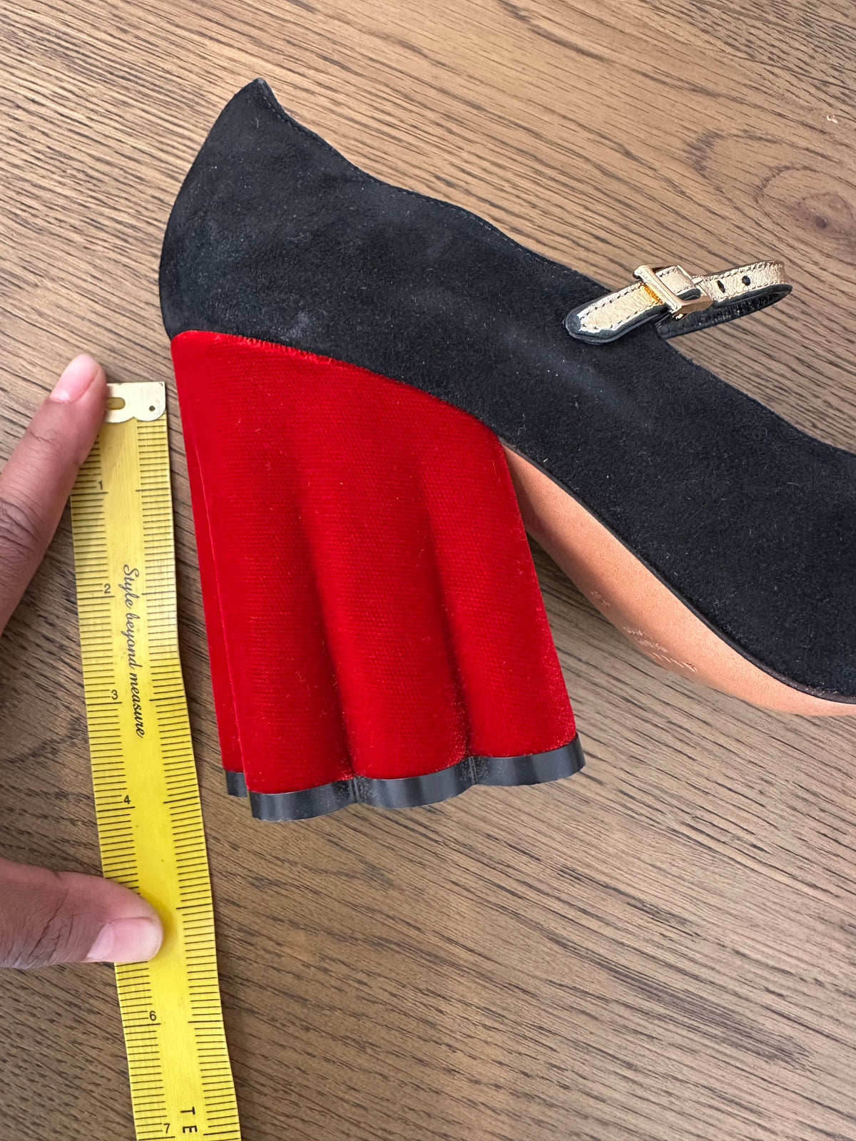 Marni Scalloped Heels in Black/Red Velvet