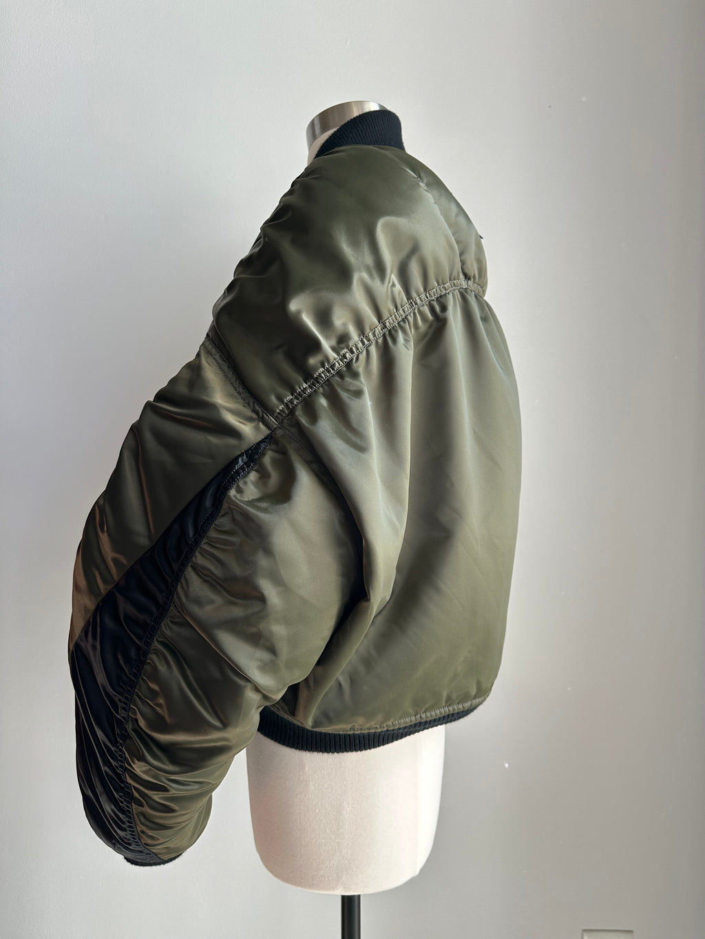 Mugler Puffer Jacket in Army Green & Black