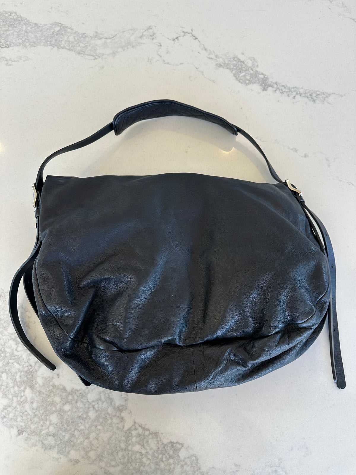 Jimmy Choo Black Leather Shoulder Bag with Silver Chain Detail
