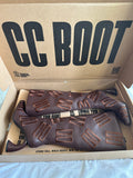 Chidozie Heeled Knee High CC Boot in Brown