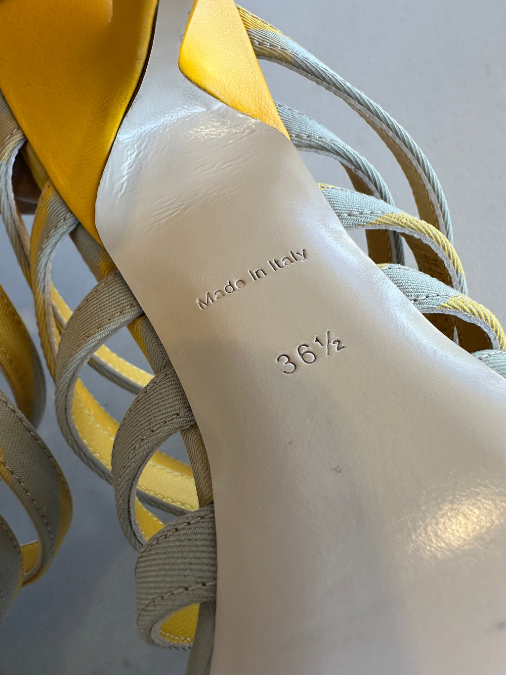 Burberry Heeled Sandals in Yellow Grey Plaid