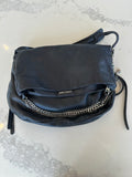 Jimmy Choo Black Leather Shoulder Bag with Silver Chain Detail