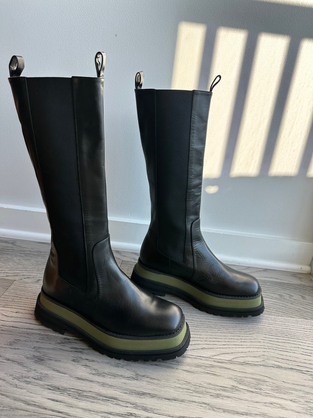 Paloma Barcelo Cora Knee High Platform Boots in Black