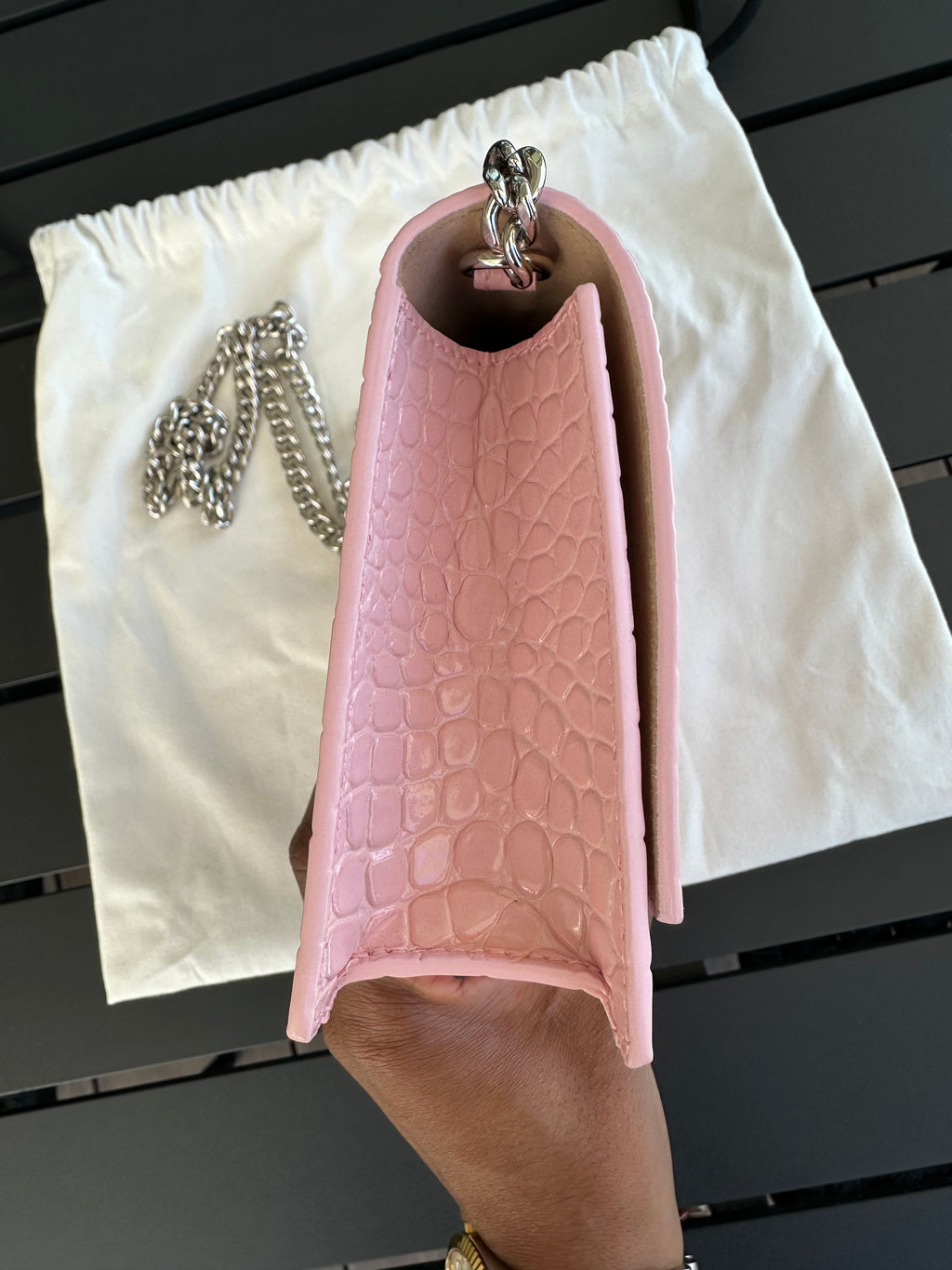 Alexander McQueen Mini Purse in Pink Croc Embossed Leather