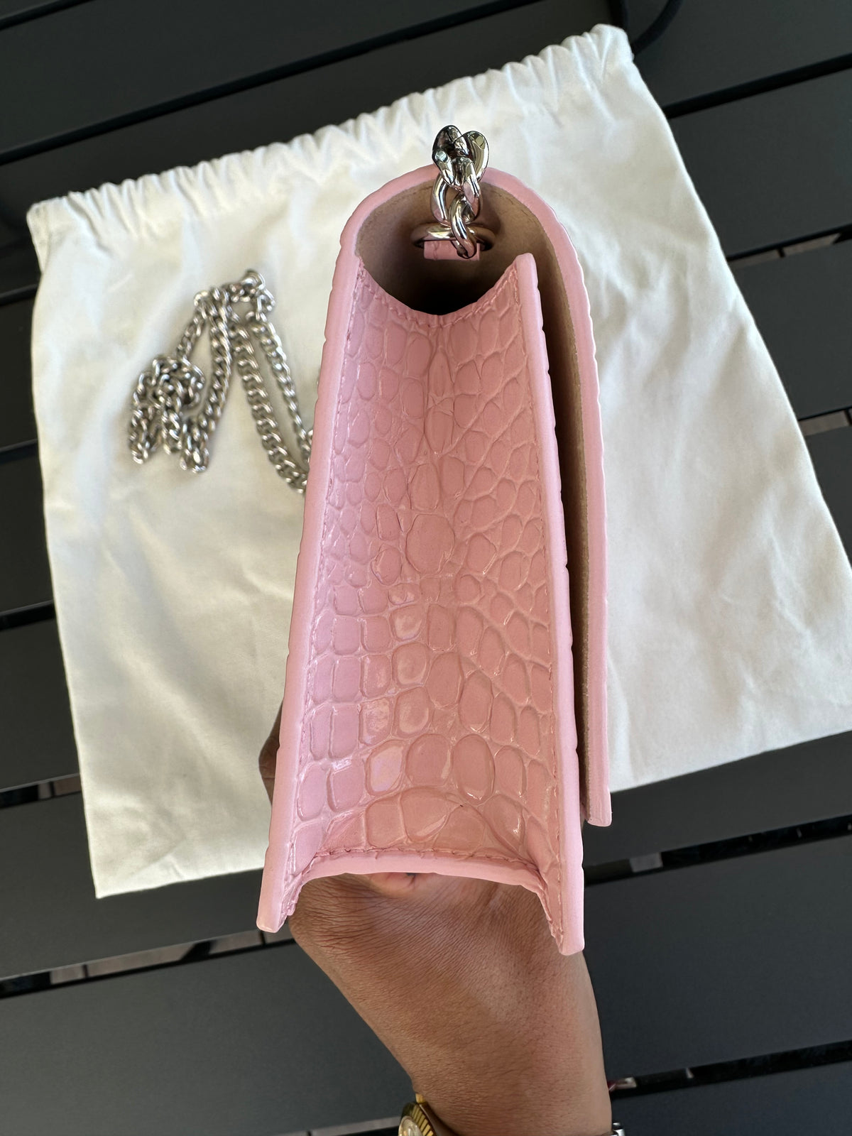 Alexander McQueen Mini Purse in Pink Croc Embossed Leather