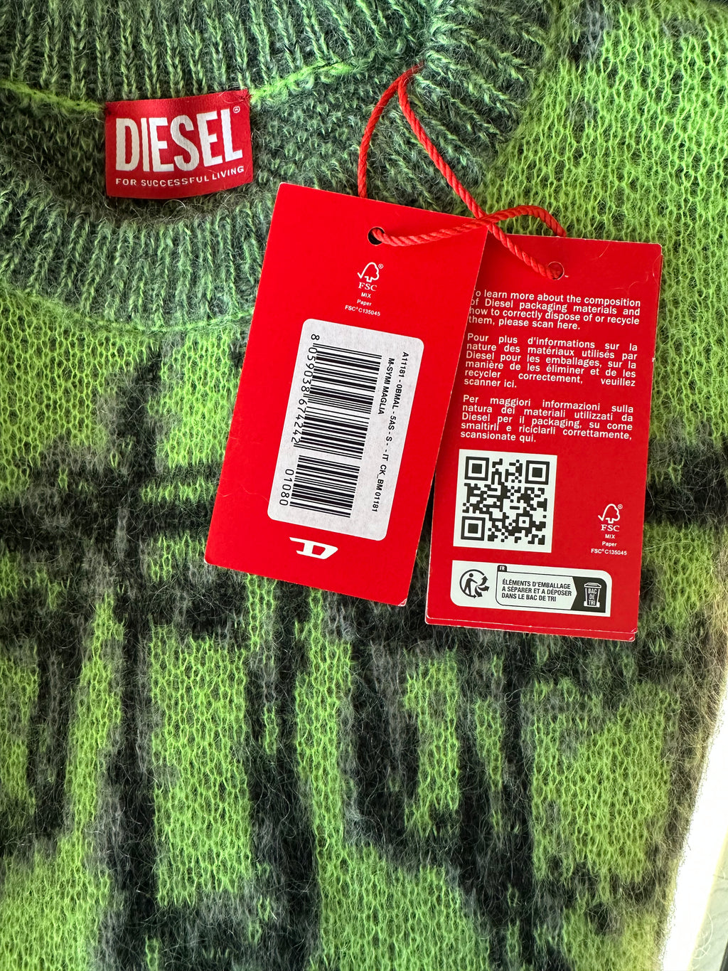 Diesel Sweater in Green Mohair