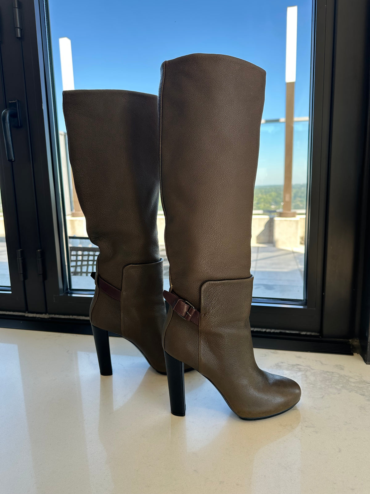 Balenciaga Heeled Boots in Olive Leather